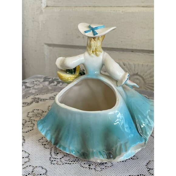 Vintage LEFTON Southern Belle with Flower Basket PLANTER #30008 6 1/2 - Picture 8 of 10